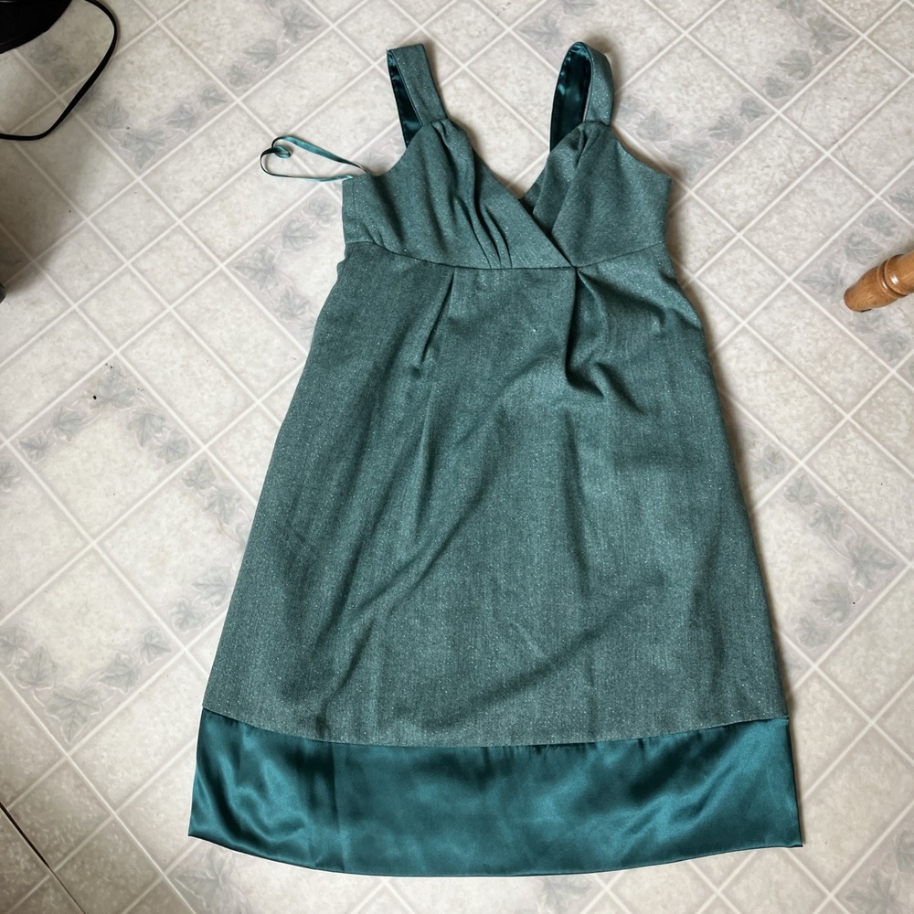 Max & Cleo Mint Tweed Silver Metallic Surplice Bodice 50's Glam Retro 8P Dress